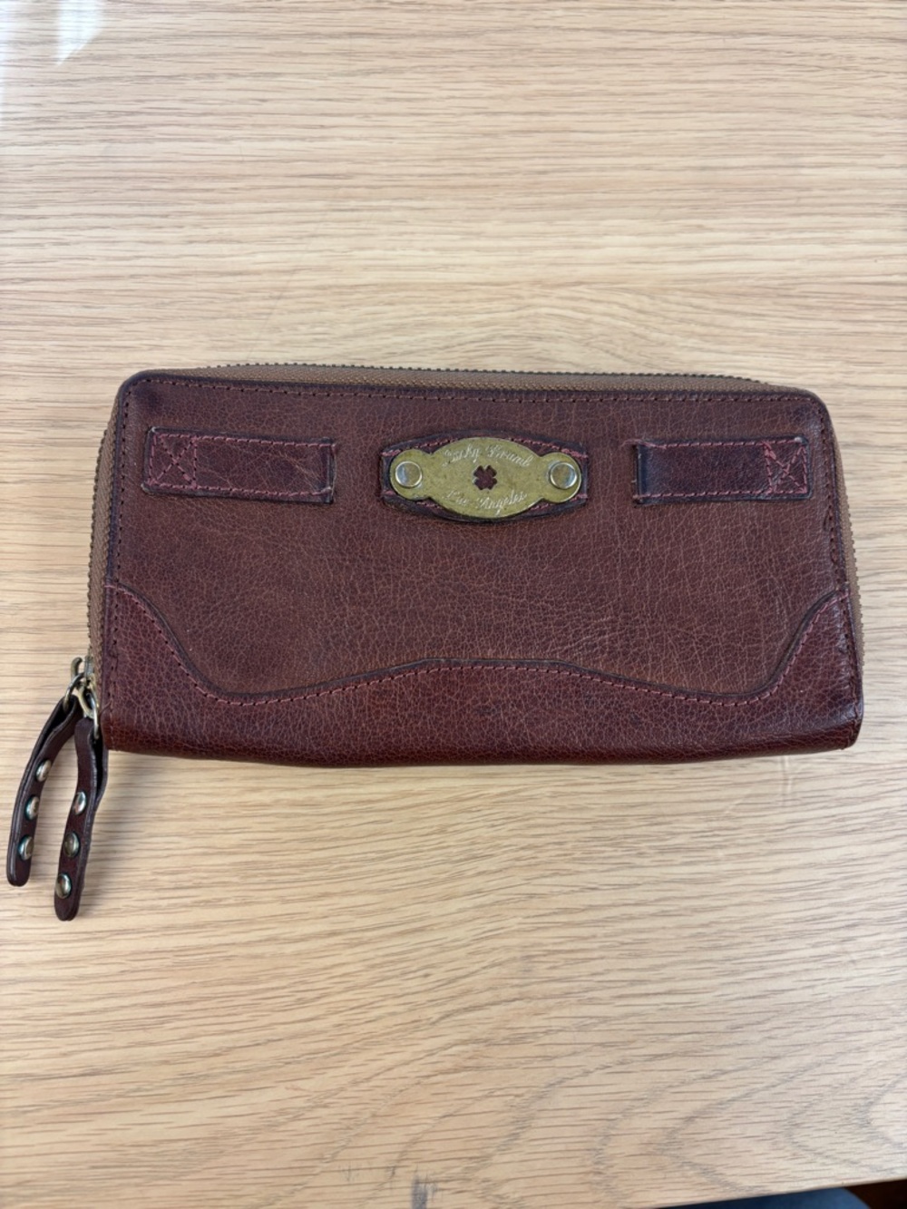 Lucky Brand Brown Leather Double Zip Around Wallet